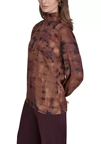 Women's Mock Neck Chiffon Blouse