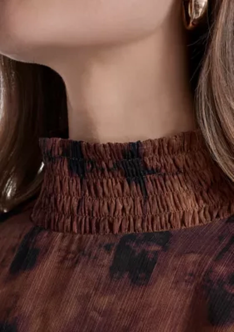 Women's Mock Neck Chiffon Blouse