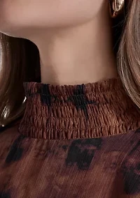 Women's Mock Neck Chiffon Blouse