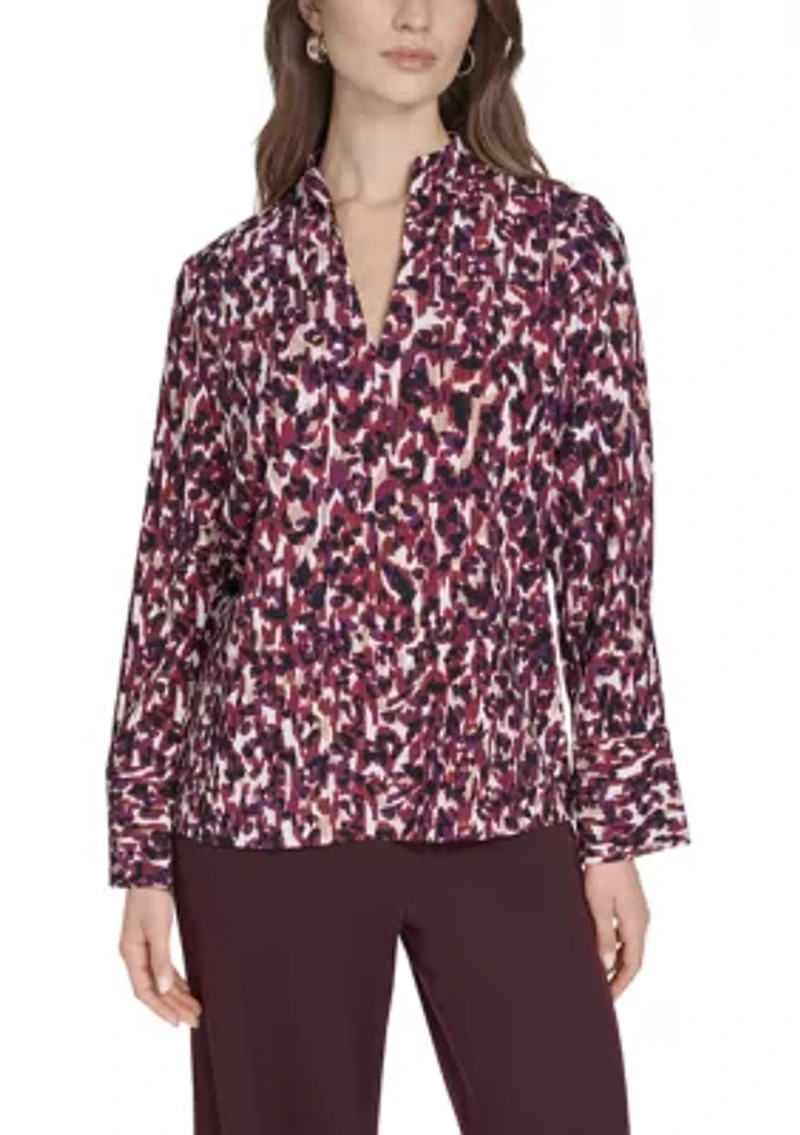 Women's Printed V-Neck Blouse