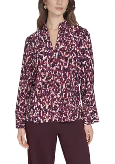 Women's Printed V-Neck Blouse