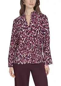 Women's Printed V-Neck Blouse