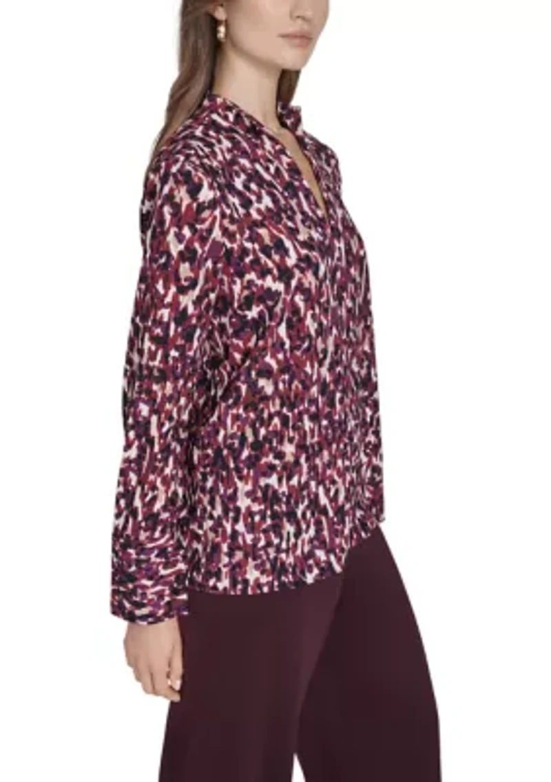 Women's Printed V-Neck Blouse