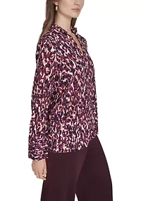 Women's Printed V-Neck Blouse