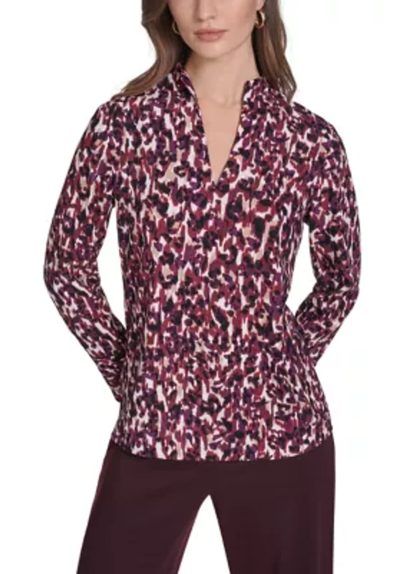 Women's Printed V-Neck Blouse