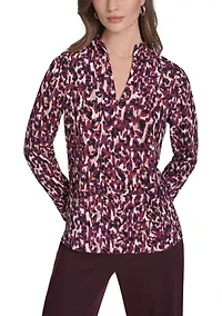 Women's Printed V-Neck Blouse