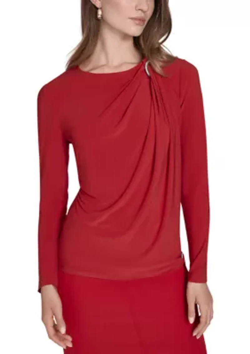 Women's Asymmetrical Neck Hardware Top