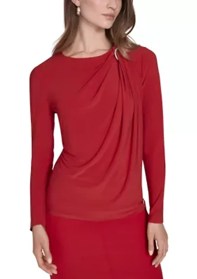 Women's Asymmetrical Neck Hardware Top