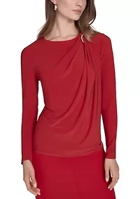 Women's Asymmetrical Neck Hardware Top