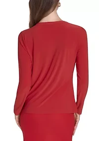 Women's Asymmetrical Neck Hardware Top