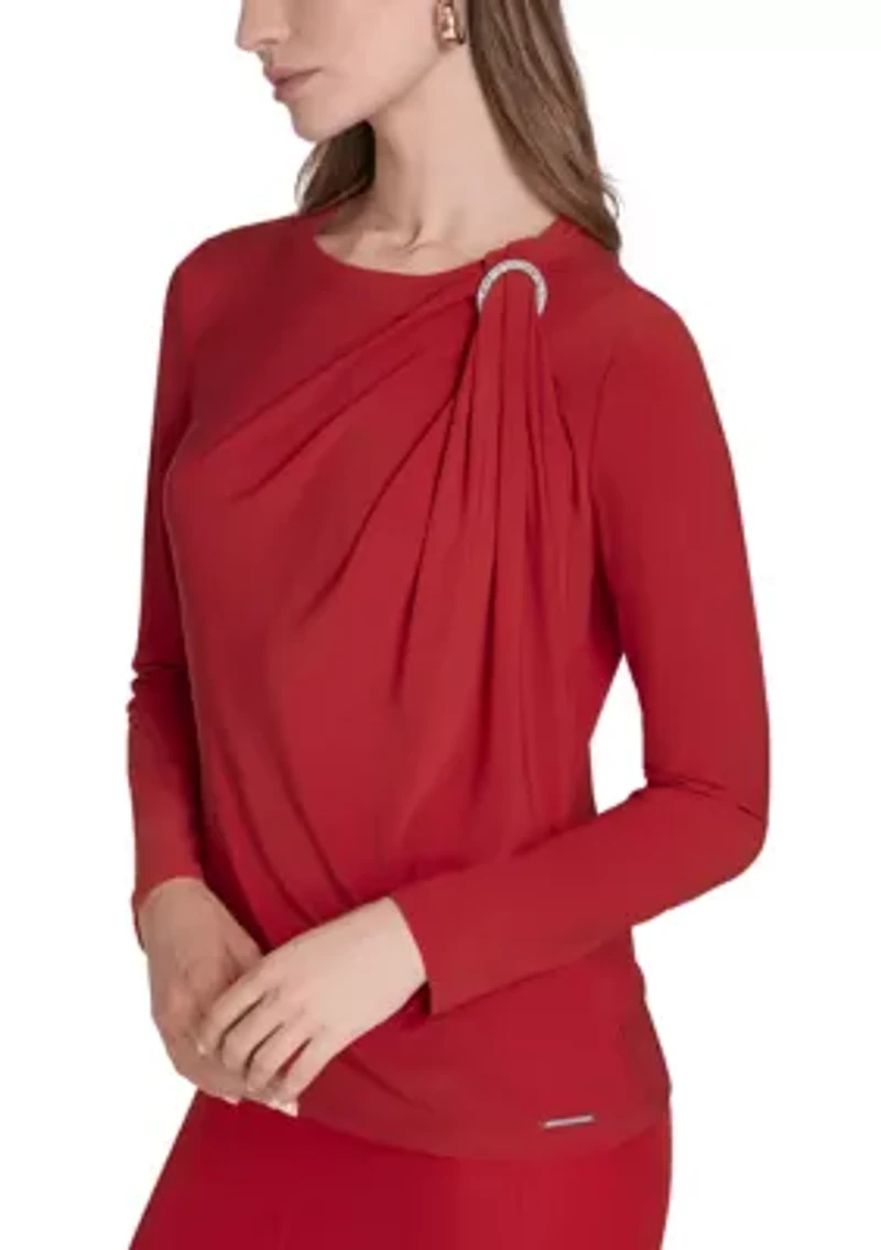 Women's Asymmetrical Neck Hardware Top