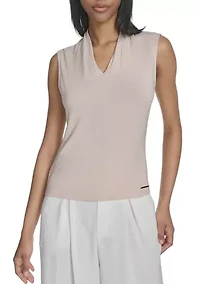 Women's Sleeveless V-Neck Jersey Top
