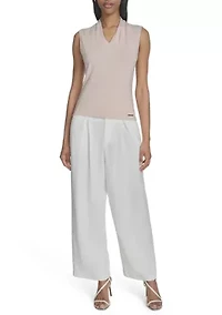 Women's Sleeveless V-Neck Jersey Top