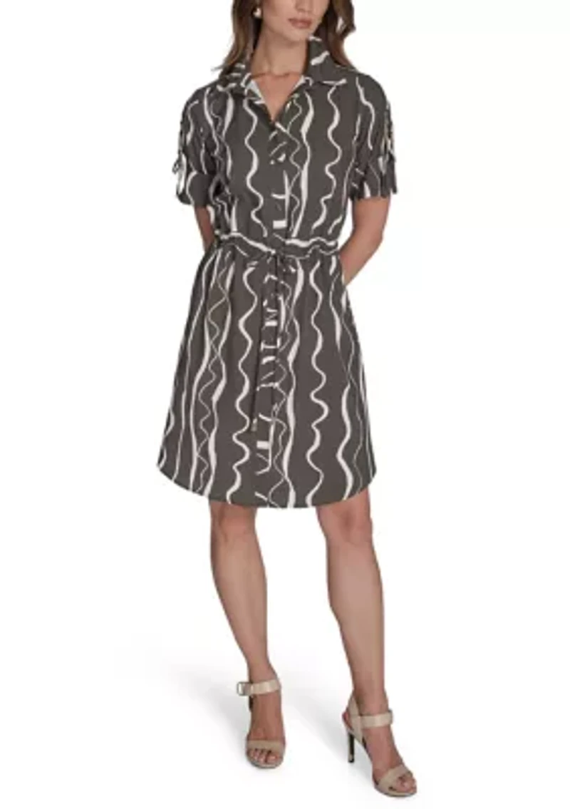Women's Short Sleeve Belted Commuter Dress