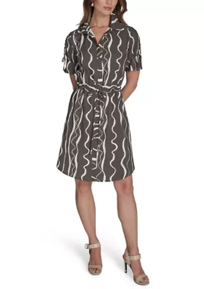 Women's Short Sleeve Belted Commuter Dress