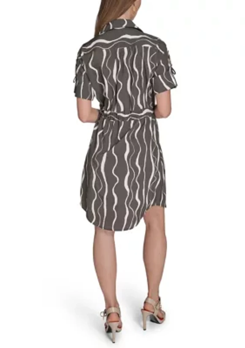Women's Short Sleeve Belted Commuter Dress