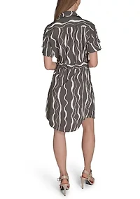 Women's Short Sleeve Belted Commuter Dress