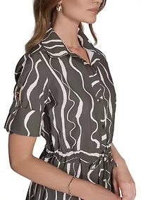Women's Short Sleeve Belted Commuter Dress