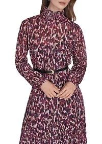 Women's Belted Chiffon Maxi Dress