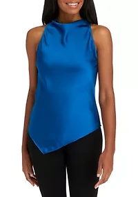 Women's Sleeveless Cowl Neck Satin Top
