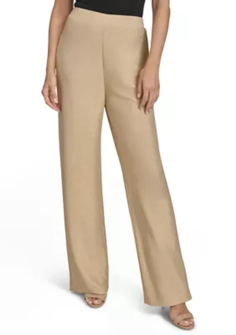 Women's Gold Metallic Pull-On Dress Pants