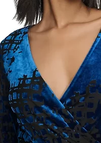 Women's Burnout Printed V-Neck Blouse