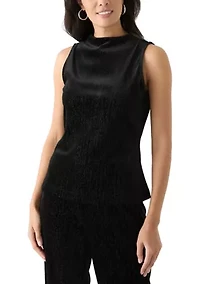 Women's Sleeveless Mock Neck Velvet Top