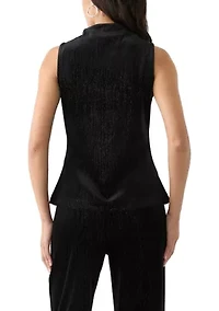 Women's Sleeveless Mock Neck Velvet Top