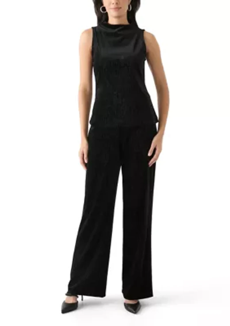 Women's Sleeveless Mock Neck Velvet Top