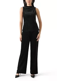 Women's Sleeveless Mock Neck Velvet Top