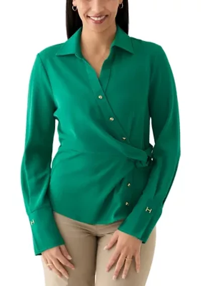 Women's Long Sleeve Side Knot Gold Stud Jacket