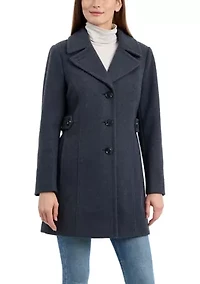Women's Melton Single Breasted Notch Collar Peacoat