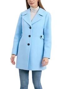 Women's Melton Single Breasted Notch Collar Peacoat
