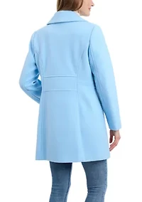 Women's Melton Single Breasted Notch Collar Peacoat