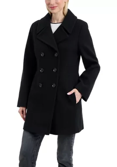 Women's Double Breasted Melton Peacoat