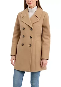Women's Double Breasted Melton Peacoat