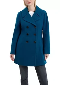 Women's Double Breasted Melton Peacoat
