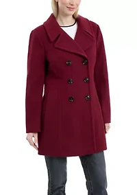 Women's Double Breasted Melton Peacoat