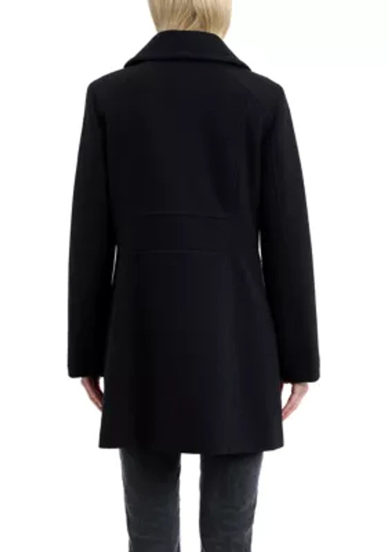Women's Double Breasted Melton Peacoat