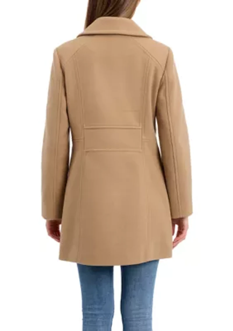 Women's Double Breasted Melton Peacoat