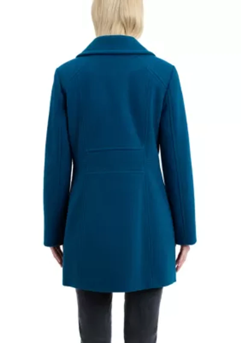 Women's Double Breasted Melton Peacoat