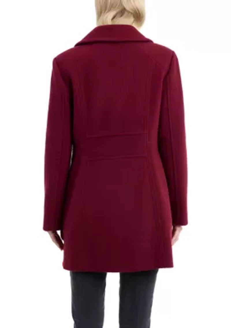 Women's Double Breasted Melton Peacoat