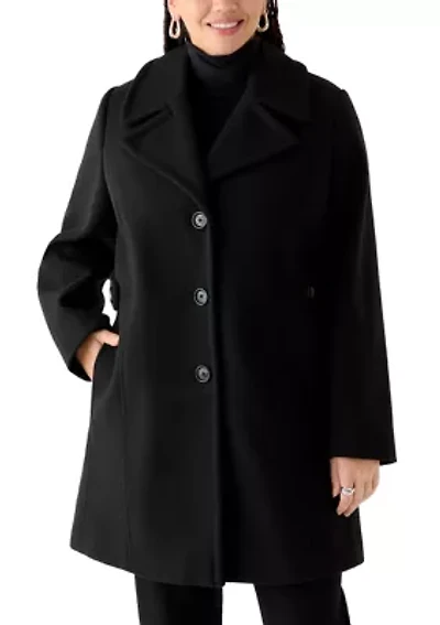 Plus Melton Notch Collar Peacoat