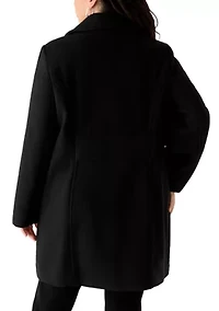 Plus Melton Notch Collar Peacoat
