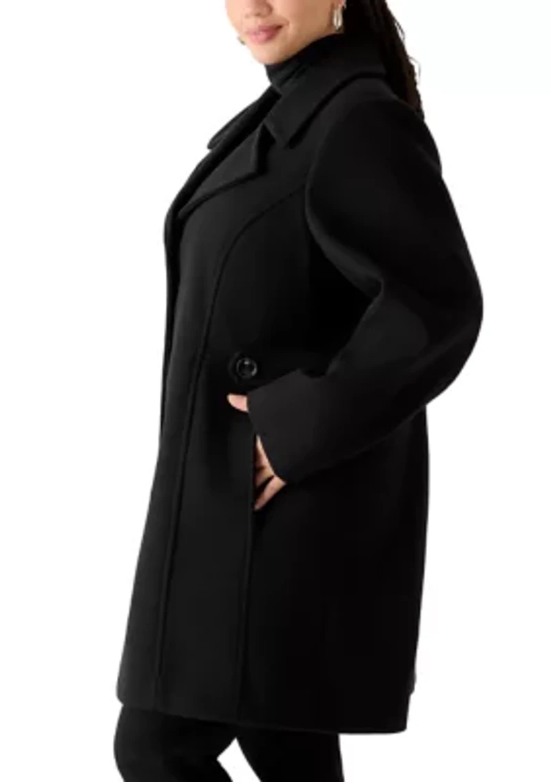 Plus Melton Notch Collar Peacoat