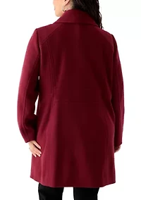 Plus Melton Double Breated Notched Peacoat
