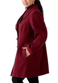 Plus Melton Double Breated Notched Peacoat