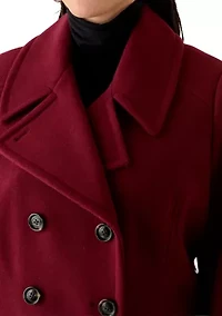 Plus Melton Double Breated Notched Peacoat