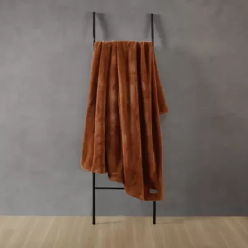 Faux Fur Solid Microfiber Throw Blanket
