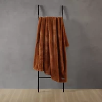 Faux Fur Solid Microfiber Throw Blanket
